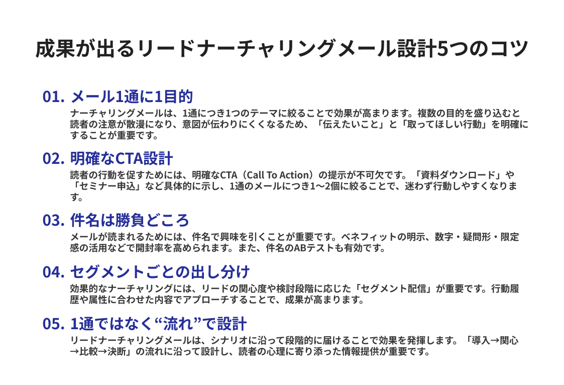成果が出るリードナーチャリングメール設計5つのコツ