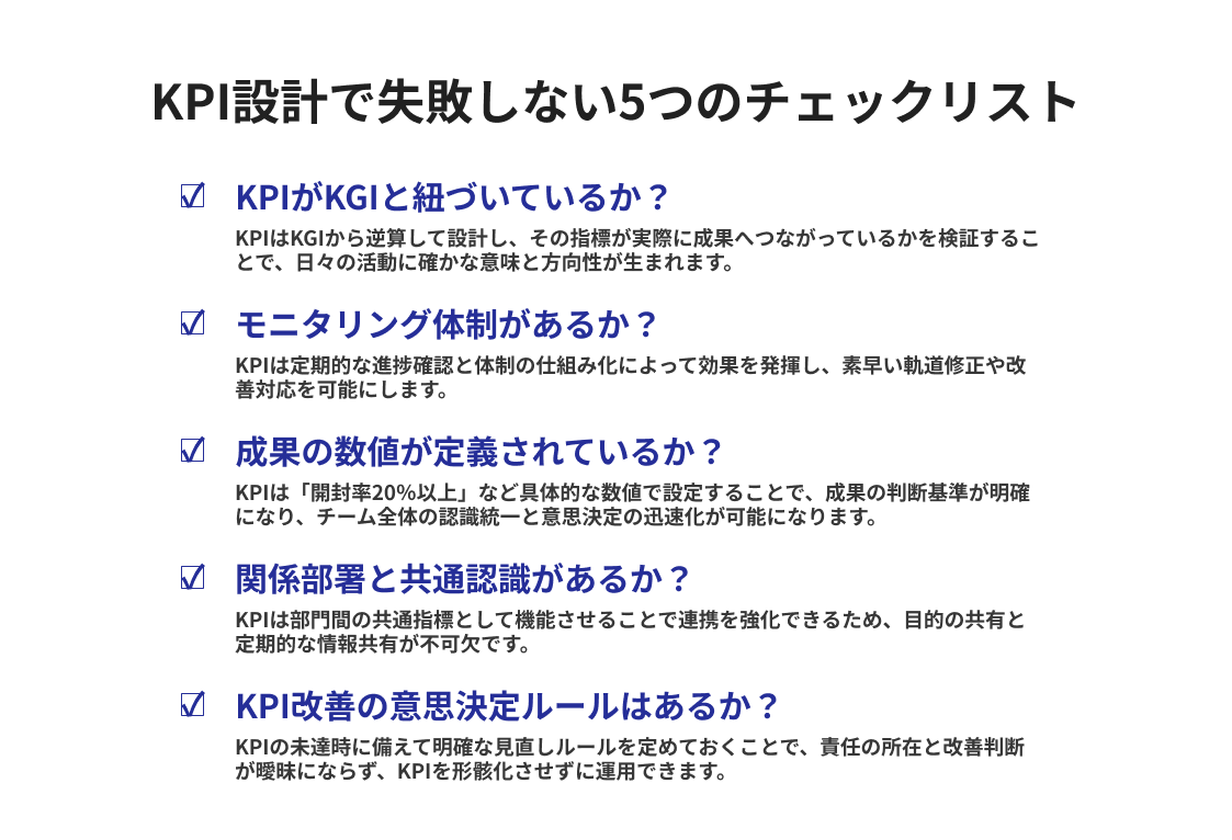 KPI設計で失敗しない5つのチェックリスト