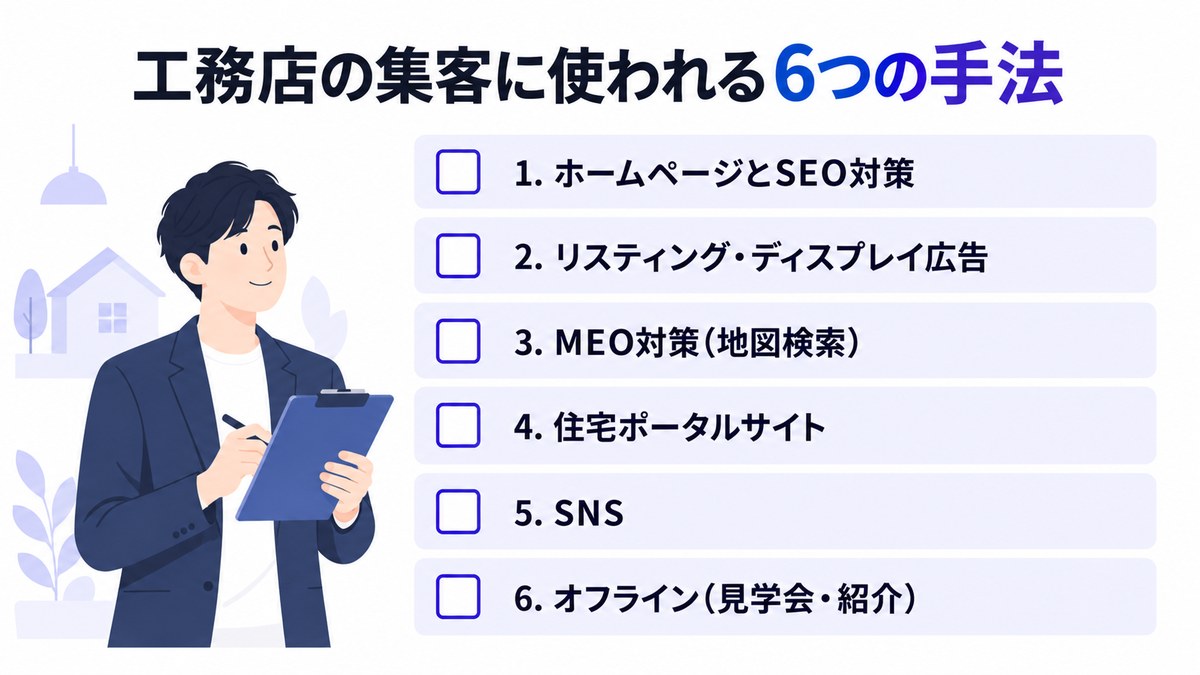 工務店の集客が伸び悩む理由と6つの手法の全体像