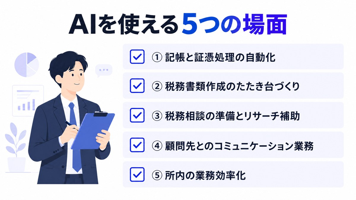 税理士業務でAIを使える5つの場面