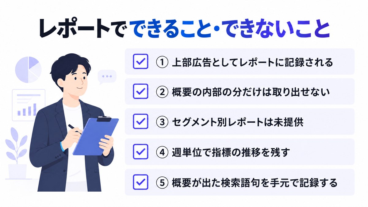 レポートでできること・できないこと