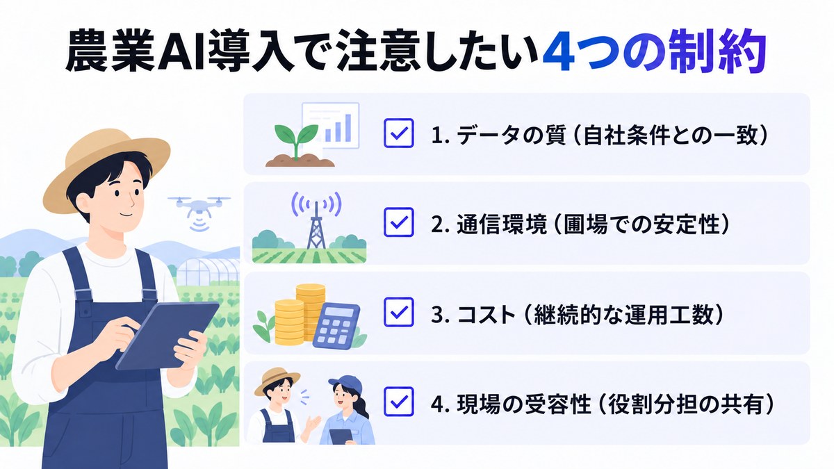 農業AI導入で注意したい4つの制約