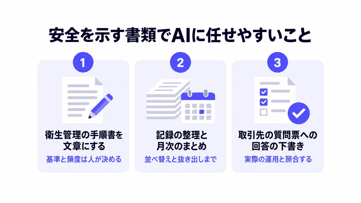 安全を示す書類でAIに任せやすいこと