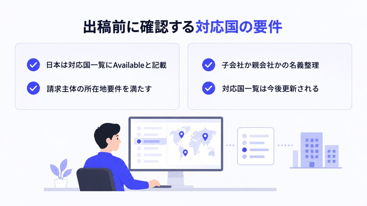 出稿前に確認する対応国の要件