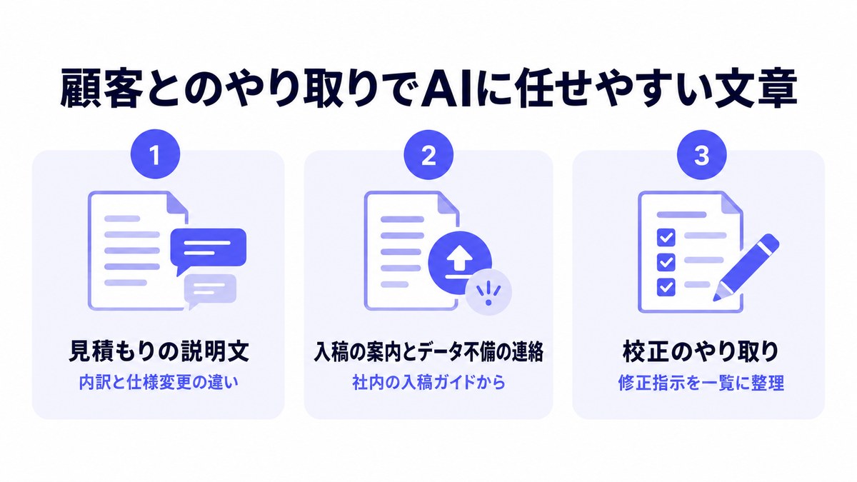 顧客とのやり取りでAIに任せやすい文章
